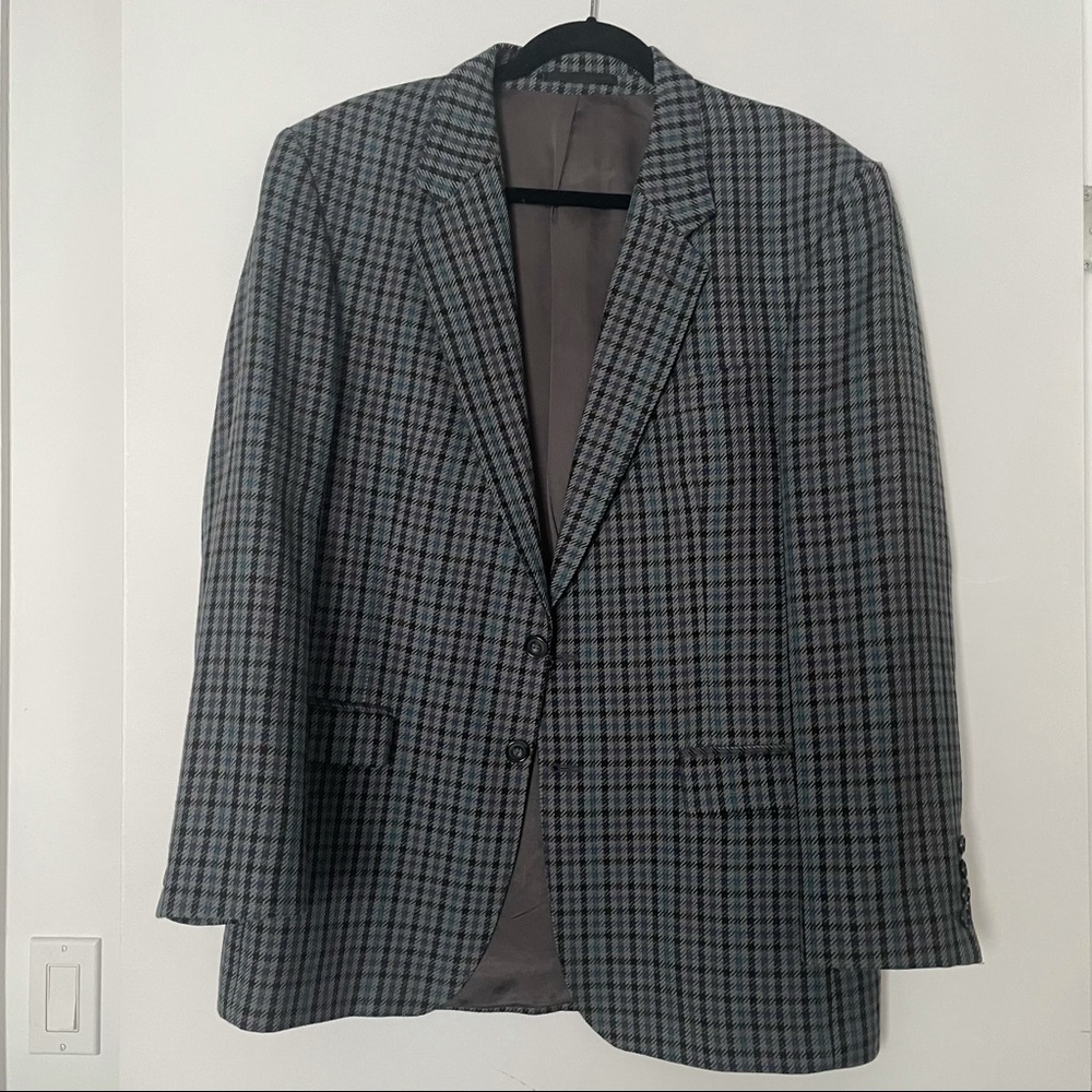 Vintage Black and Blue Checkered Blazer